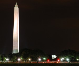 The Washington Monument and Thomas Jefferson Memorial fill the skyline of Washington, D.C. Image-U.S. Navy