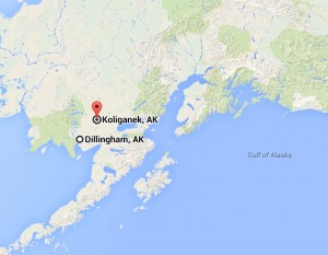 Location of Koliganek in southwest Alaska. Image-Google Maps