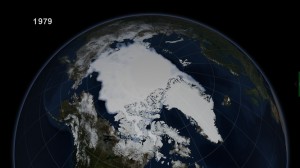 Arctic sea ice comparison for years 1979 and 1999. After two decades of observing Arctic sea ice from space, scientists in the late 1990s began to see enough change that they could quantify a downward trend in the size of the summer ice cover. Image Credit: NASA