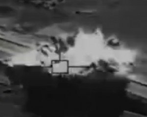 Airstrike, part of Operation Inherent Resolve hitting ISIS vehicle.