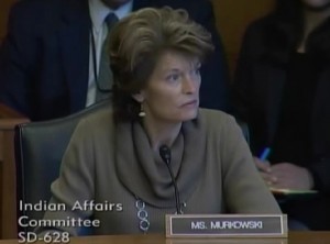 Senator Lisa Murkowski speaking at the Indian Affairs Committee hearing.