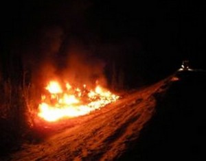 Tanker burns after Sunday roll-over on Dalton Highway. Image-DOT