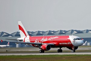 AirAsia jet on the tarmac preparing to depart in Kuala Lumpur.