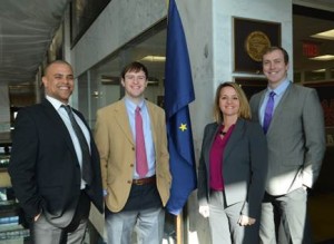 Ephraim Froehlich, Phillip Dodd, Maj. Taona Enriquez and Garrett Boyle, in front of the Murkowski office.