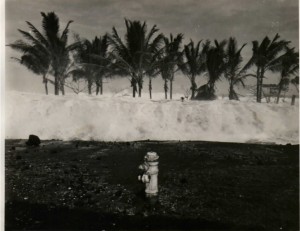 Jeanne Branch Johnston’s uncle Rod Mason took this photo of a tsunami wave that hit Hilo, Hawaii, on April 1, 1946. Rod Mason photo, courtesy Pacific Tsunami Museum. Rod Mason photo, courtesy Pacific Tsunami Museum.