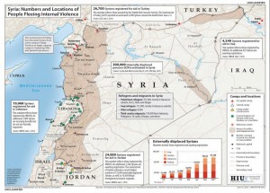 Map showing numbers and location of Syrians fleeing their country. Image-Department of State