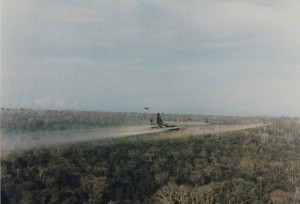 Group of U.S military C-123 aircraft spraying Agent Orange over Vietnamese jungle. Image-Agent Orange subject files