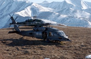 HH-60 helicopters in the White Mountains. Image-Airman Justin Weaver