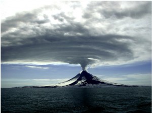 Augustine Volcano during its 2005-2006 eruption. Cyrus Read, Alaska Volcano Observatory/USGS.