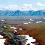 Area of the Arctic National Wildlife Refuge coastal plain, looking south toward the Brooks Range mountains. Image-USFWS