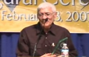 Musher George Attla speaking at his Sports Hall of Fame induction ceremony in 2007.