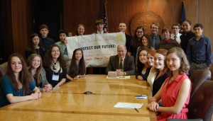 Alaska teens with Governor Walker in Juneau on Tuesday. Image-Alaska Center for the Environment.