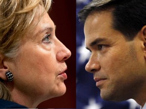 It could come down to Hillary Clinton (L) and Marco Rubio in the 2016 Presidential Election