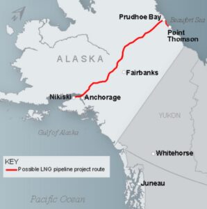 Proposed LNG project route. Image-State of Alaska