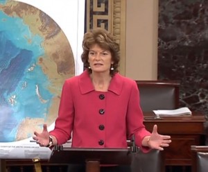 Senator Murkowski, chairperson of the Senate Energy and Natural Resources Committee addressing the Senate on Arctic issues in March.