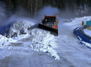 Clearing the Taylor Highway. Photo courtesy of David Likins, ADOT&PF.