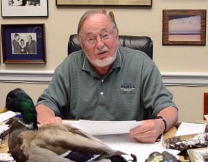 Representative Don Young discussing the Alaska Subsistence Duck Stamp Exemption. Image-Rep Young