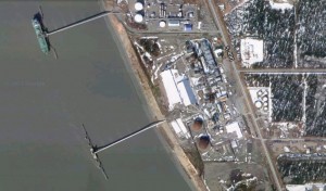 Satellite view of Nikiski's agrium fertilizer plant on the Kenai Peninsula. Image-Google Maps