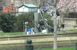 A Gyroscope, flown by a Florida Postal worker, lands on the Capitol's west lawn bringing Washington to a brief halt