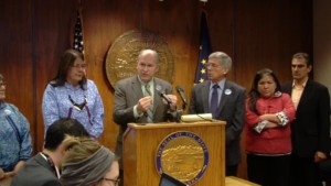 Governor Walker discussing the signing of the Emergency Adoption Regulations on Thursday. Image-State of Alaska