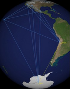 The locations of the APEX and South Pole telescopes.  Credit: University of Arizona