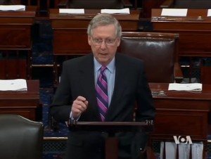 Senate Majority Leader Mitch McConnell speaking to congress on the nuclear negotiations with Iran. Image-VOA