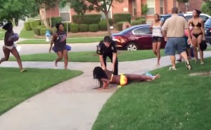 McKinney Police Officer, Cpl. Eric Casebolt, can be seen here after he throws 14-year-old to the pavement. Image-Brandon Brooks video screenshot.
