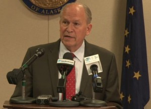 Governor Walker speaking on cost-saving measures on Wednesday. Image-State of Alaska