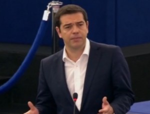 Greek Prime Minister Alexis Tsipras addresses the European Parliament requesting more bailout money for his country.