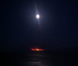 A 2,000 acre fire could be seen by residents of Kodiak, miles away, as flames reached high into the night sky. Image-Kathy Johnson