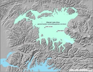 The possible boundaries of ancient Lake Atna, a giant water body that existed thousands of years ago. Courtesy of Michael Wiedmer.