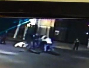 Screen-grab of surveillance video of Spencer Stone stabbing in Sacramento on Thursday morning.
