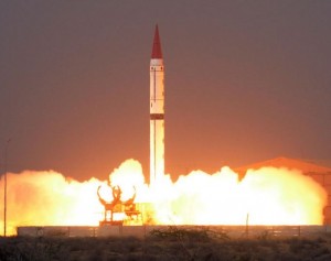 A Shaheen III surface-to-surface ballistic missile launching from an undisclosed location in Pakistan. Image-Handout photograph released by Pakistan's Inter Services Public Relations