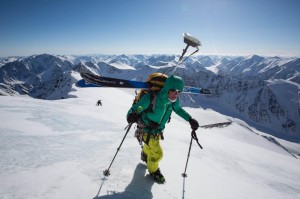 Kit Deslauriers, the only person to climb and ski down the tallest mountains on seven continents, ascends the highest peak in the Brooks Range, Mount Isto, in 2014. Photo by Andy Bardon.