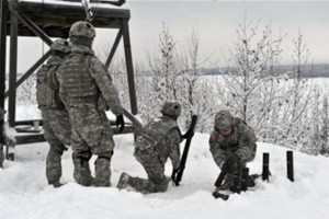 JBER troopers training with live mortars in February 2013. Image JBER