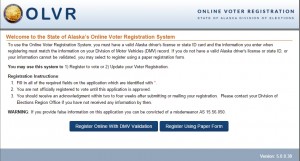 Alaska's new online voter registration. Image-State of Alaska