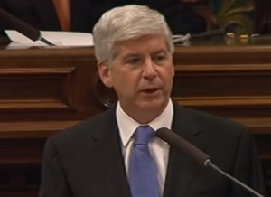 Michigan Governor Rick Snyder making his Tuesday night State of the State speech
