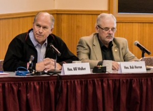 Alaska Governor, Bill Walker and Representative Bob Herron at an Energy Committee meeting in Bethel. Image-State of Alaska