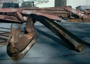 Twisted steel girders from the World Trade Center. Image-Public Domain