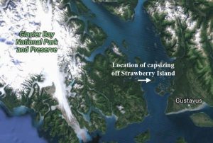 Location of capsizing in Glacier Bay. Image-Google Maps