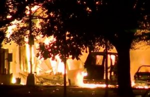 Flames burning in the midwestern city of Milwaukee. Screengrab of video