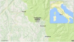 Location of Wednesday's quake in central Italy. Image-VOA