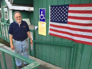 Representative Don Young in Fort Yukon preparing to cast his vote in the 20-16 primary. Image-Office of Rep. Young