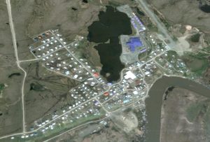 Aerial view of the community of Chevak. Image-Google Maps