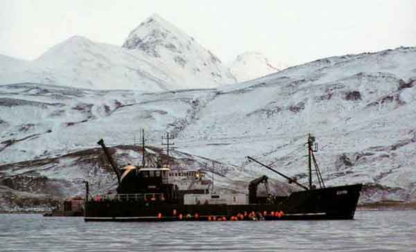 The 117-foot Exito sunk 14 miles northeast of Dutch Harbor on Tuesday night. Image-USFWS