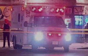 Chicago ambulance at shooting scene.