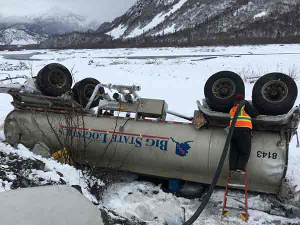 Tanker Rolls Over on Richardson Highway Spilling Diesel