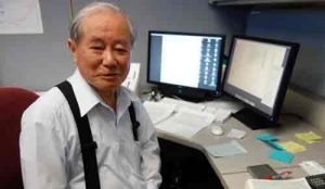 Syun-Ichi Akasofu at his office in the International Arctic Research Center. Photo by Ned Rozell.