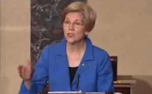 Elizabeth Warren (D-Mass) was silenced midway through her speech opposing AG nominee Sen. Jeff Sessions. Image C-SPAN screengrab