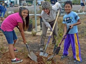 Planting native plants. (Photo: Lisa Cox--FWS)